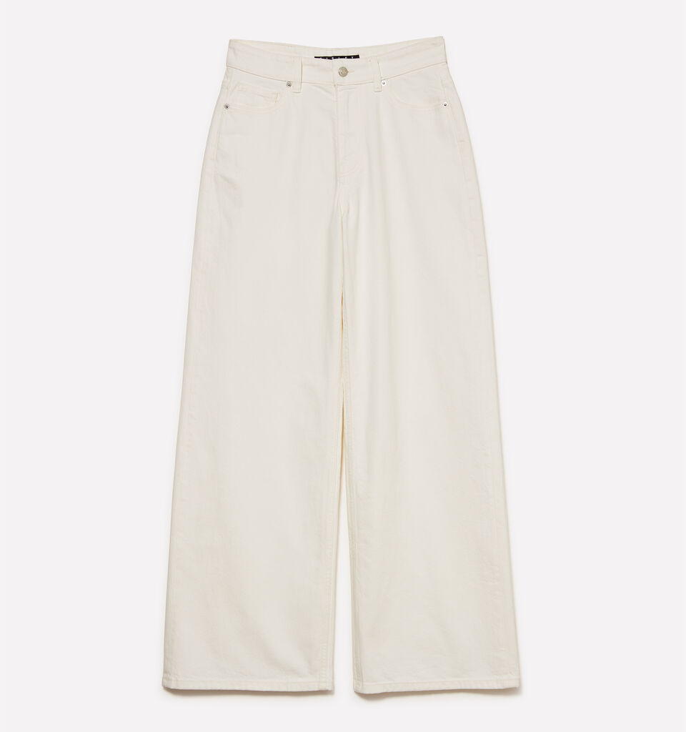 Jeans Style 72 wide fit branco - jeans palazzo para mulher - Branco | Sisley image number 5